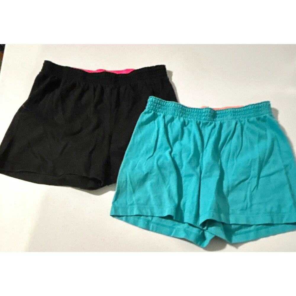Wonder Nation Girls Athletic Shorts Lot of 2: Size 10-12 Black/Teal Elastic